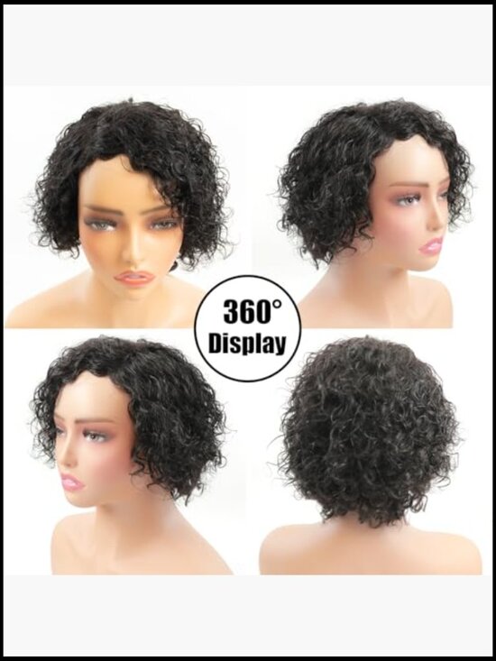 Pixie Cut Wig 100% Human Hair Short Bob Layered Bangs Glueless Breathable